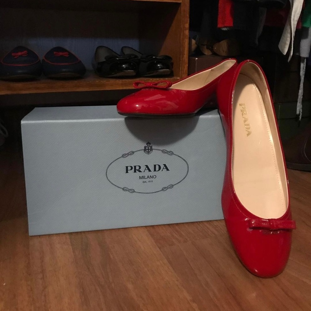 Prada red patent ballet flats size 6